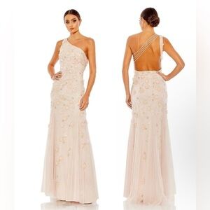 NEW | Mac Duggal 9168 3D floral Strappy Back Gown Blush 12